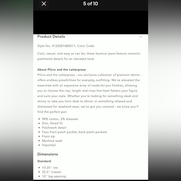 Pilcro Anthropologie high rise rose patch bootcut trouser jeans size 27 - Picture 5 of 11